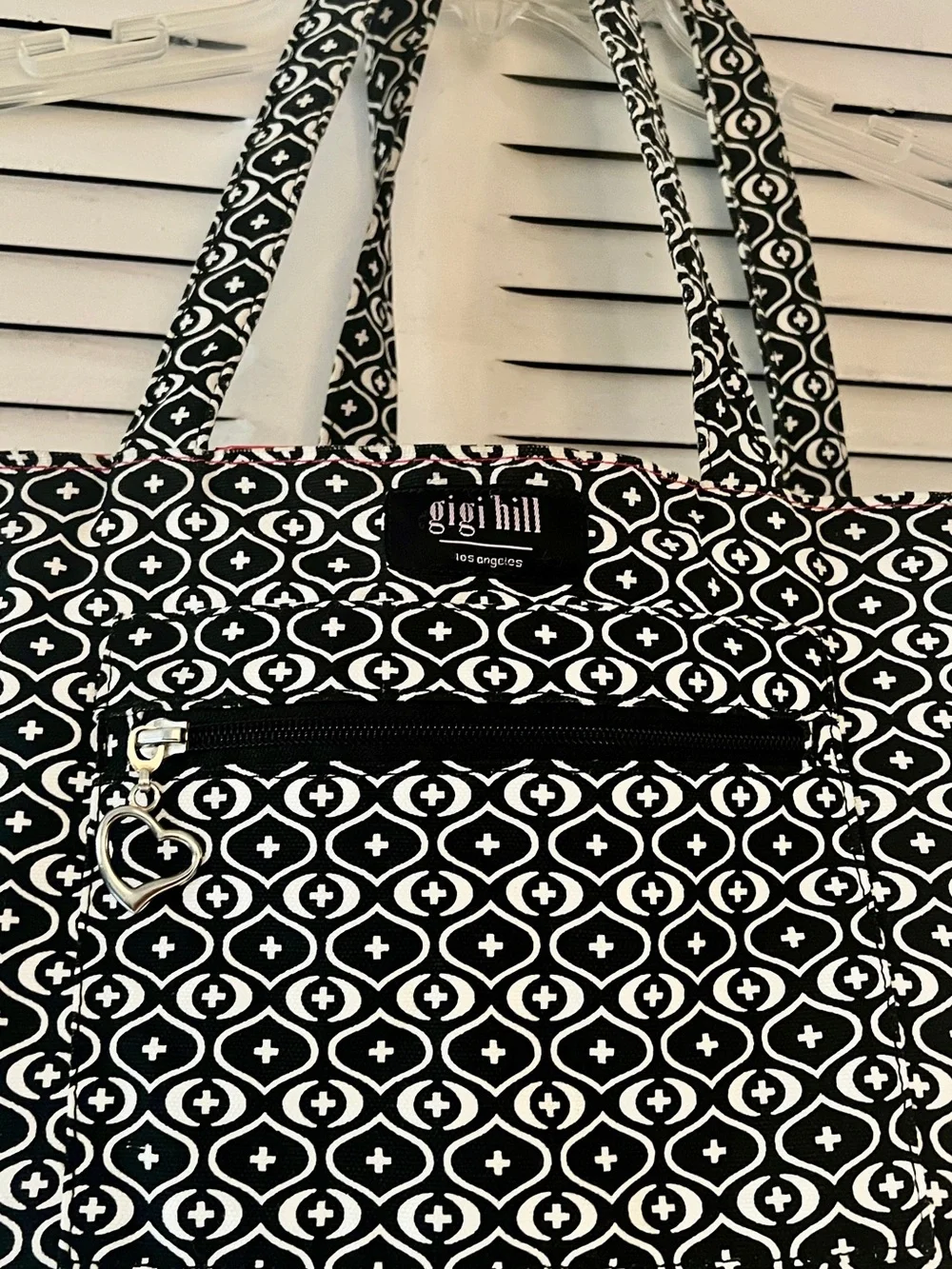 Gigi Hill Los Angeles Black & White Geometric Patterned Tote Bag